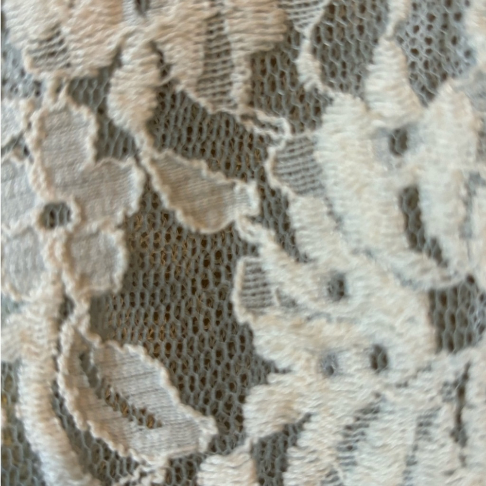 Free People Oversized XS Boho Mixed Media Knit Lace Sweater Cream Baggy Slouchy - Picture 7 of 13